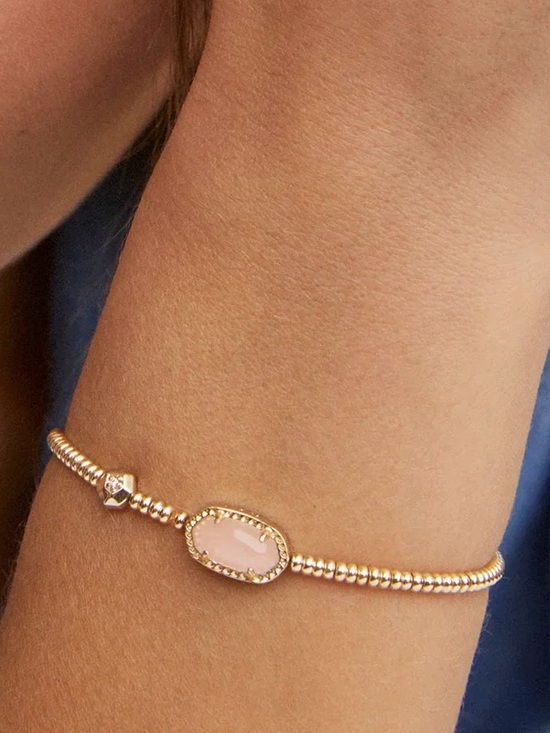 Kendra Scott Jewelry - Grayson Gold Stretch Bracelet in Pink Rose Quartz New 2433